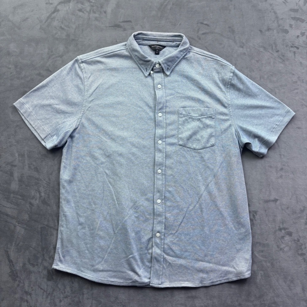 Banana Republic Mens XL Slim Fit Short Sleeve Pique Button Down Shirt Blue
